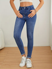 High Rise Skinny Jeans - Button Fly High Stretch