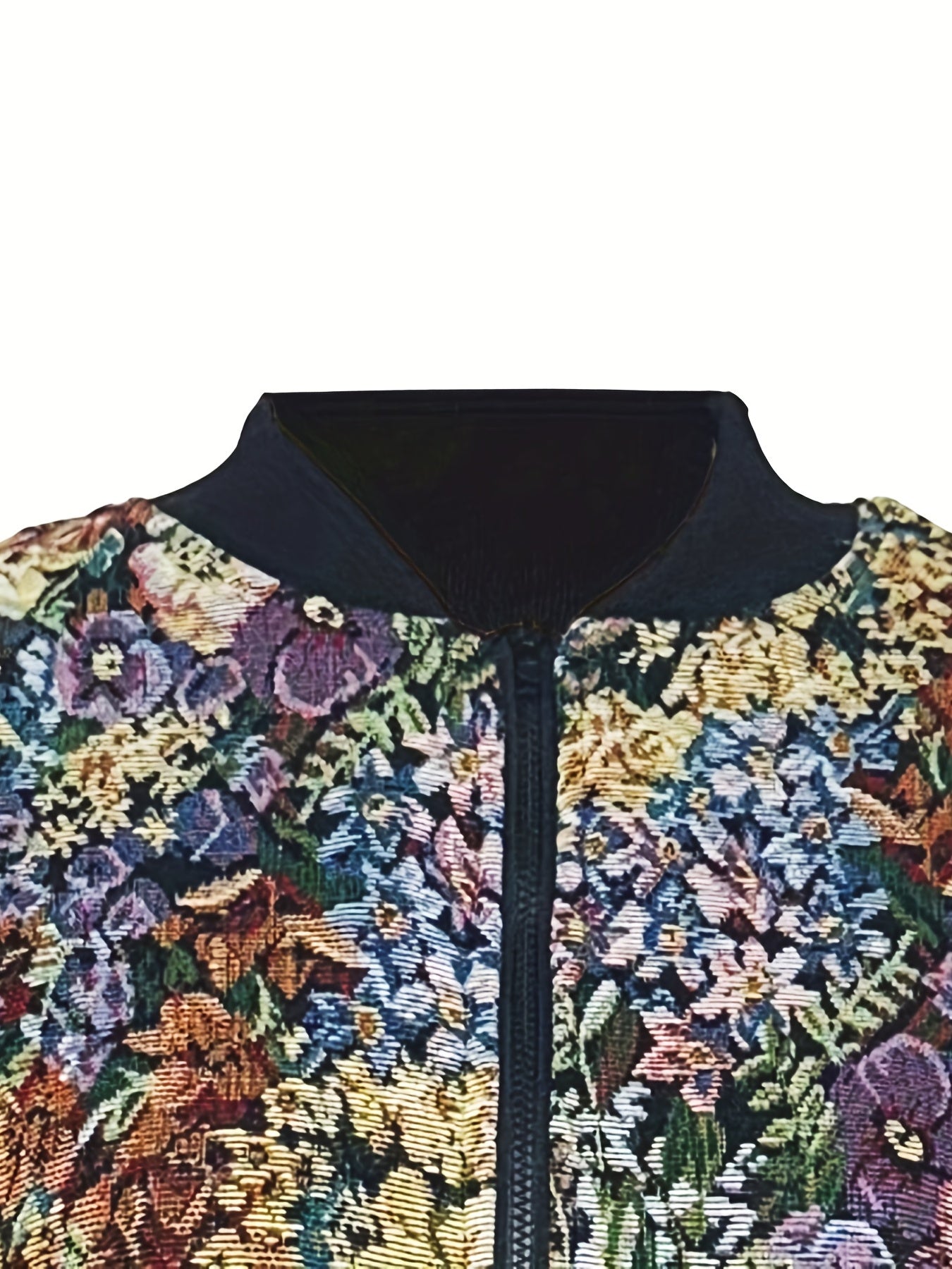 Vintage Baseball Neck Floral Print Jacket Women's Outerwear