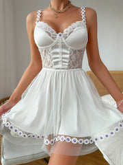 Lace Slip Nightdress Floral V Neck Sleep Dress Women's Sleepwear