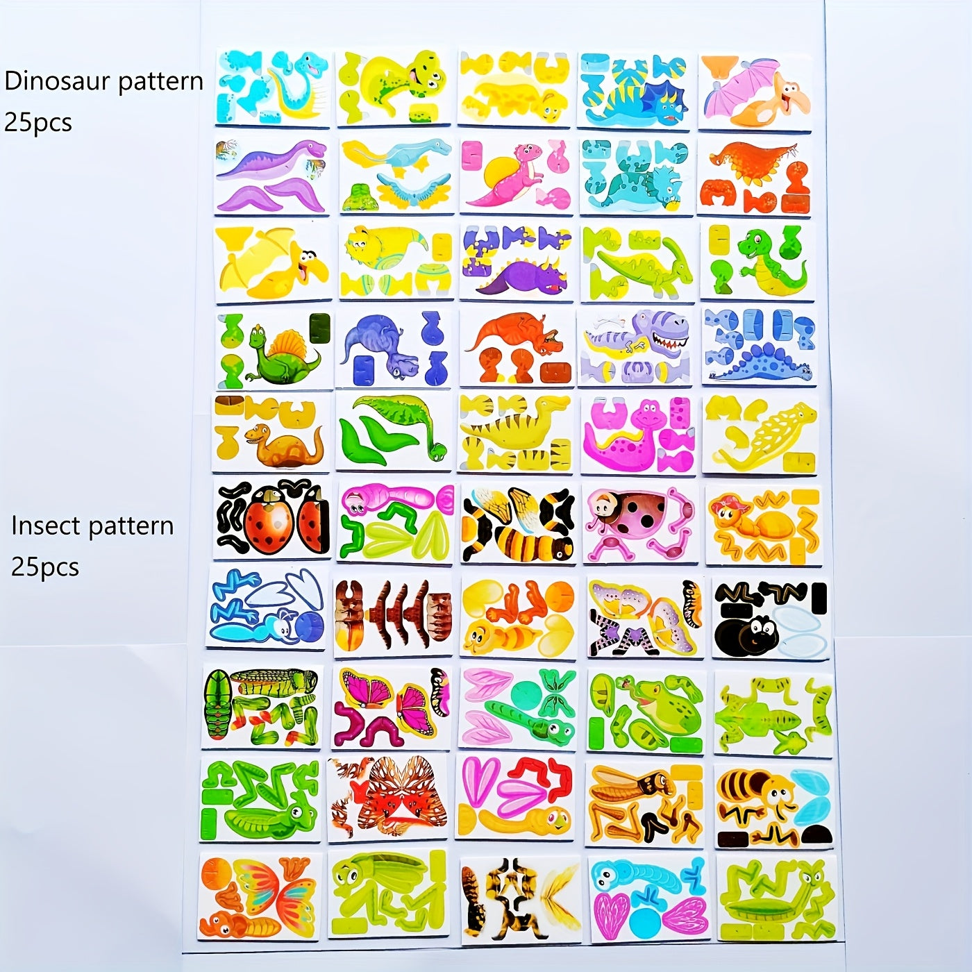 50pcs 3D Paper Puzzle Cartoon Toy Party Decoration Kids Educational Brain Game