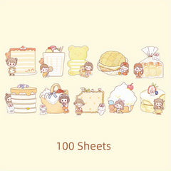100 Sheets Cartoon Note Paper for Student Handbooks and Decorations