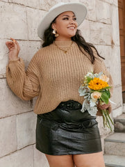 Lantern Sleeve Mock Neck Pullover Sweater