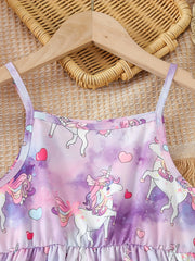 Dreamy Tie Dye Unicorn Cami Dress for Girls