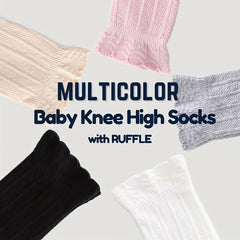 5 Pairs Girls Kids Knee High Socks Ruffle Over Knee High Socks