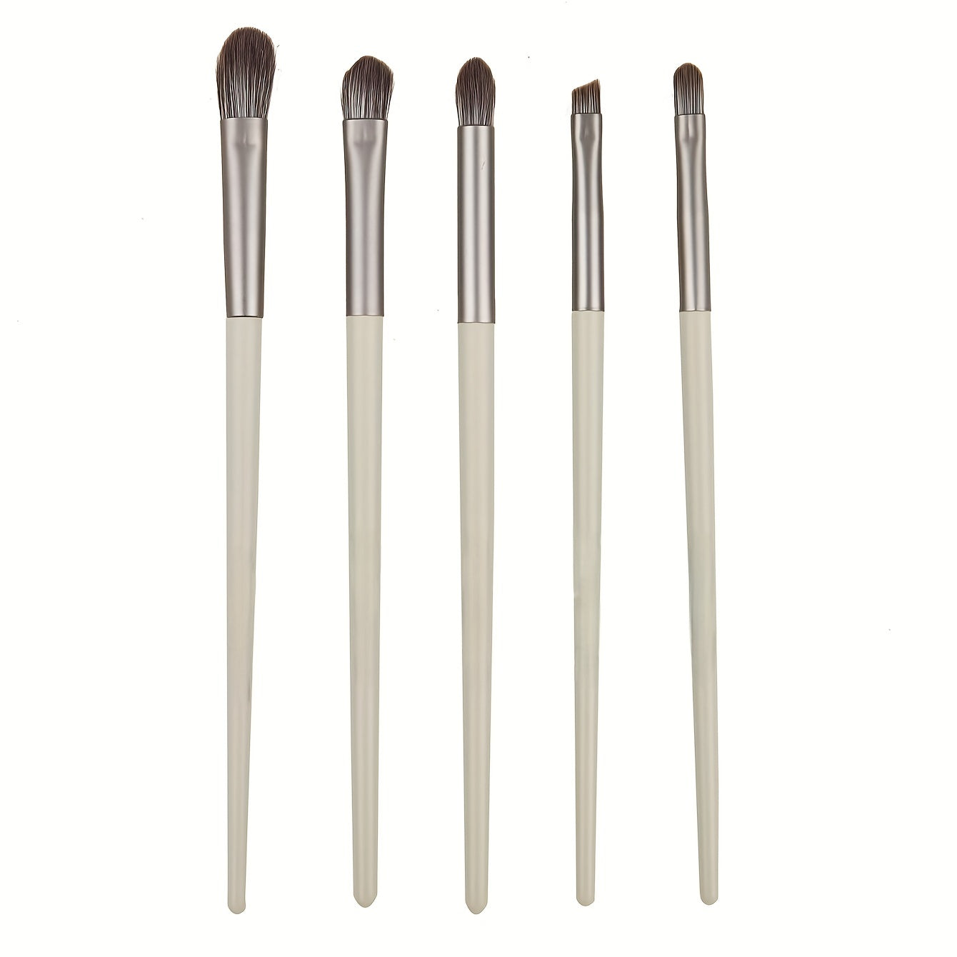 5pcs Eye Blender Brush Kit Gray Synthetic Soft Bristle Wooden Handle