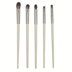 5pcs Eye Blender Brush Kit Gray Synthetic Soft Bristle Wooden Handle