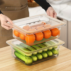4pcs Refrigerator Storage Box Stackable Sealed Food Container
