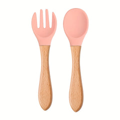Baby Suction Plate with Self Feeding Spoon Fork BPA-Free Utensil Set