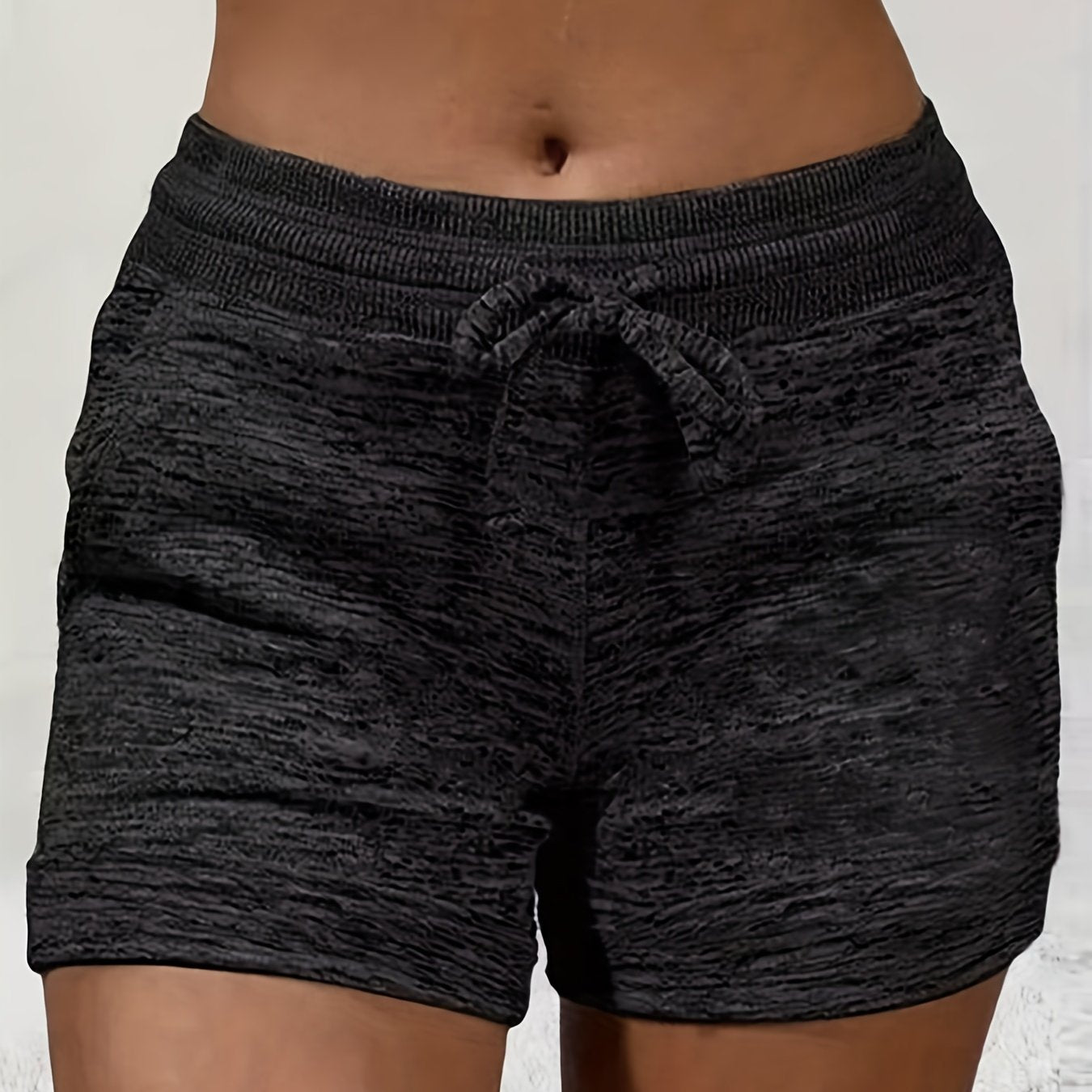 Solid Drawstring Waist Shorts for Women