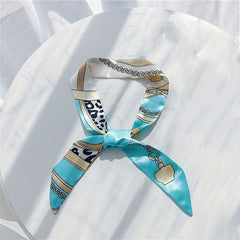 Chain Tassel Print Twilly Scarf Long Ribbon Neckerchief