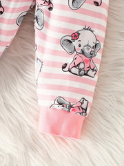 Baby Girls Cartoon Print Bodysuit Pants Headband Set