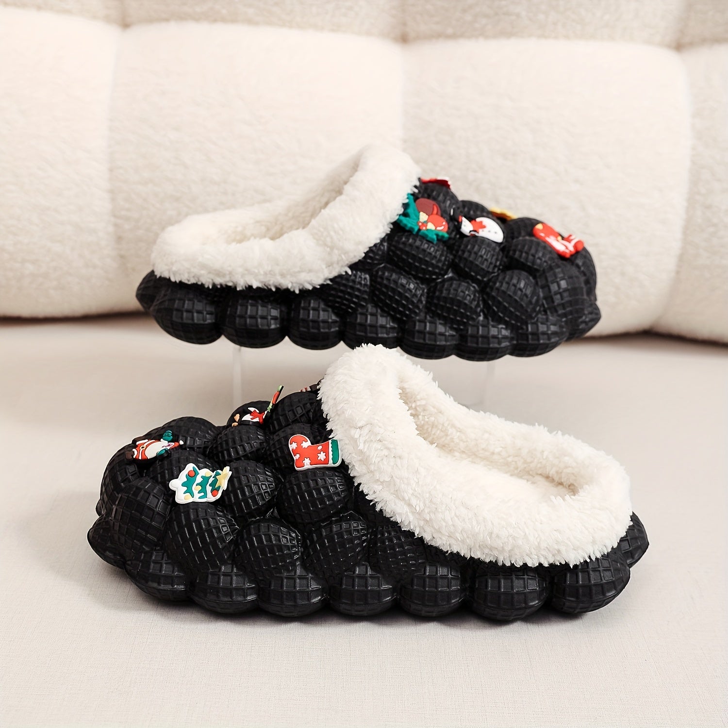Boys Cartoon Plus Fleece House Shoes - Warm Non Slip Indoor Shoes