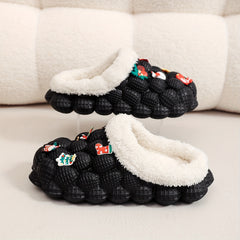 Boys Cartoon Plus Fleece House Shoes - Warm Non Slip Indoor Shoes
