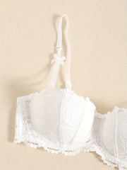 Floral Lace Push Up Balconette Bra & Bikini Panties Set