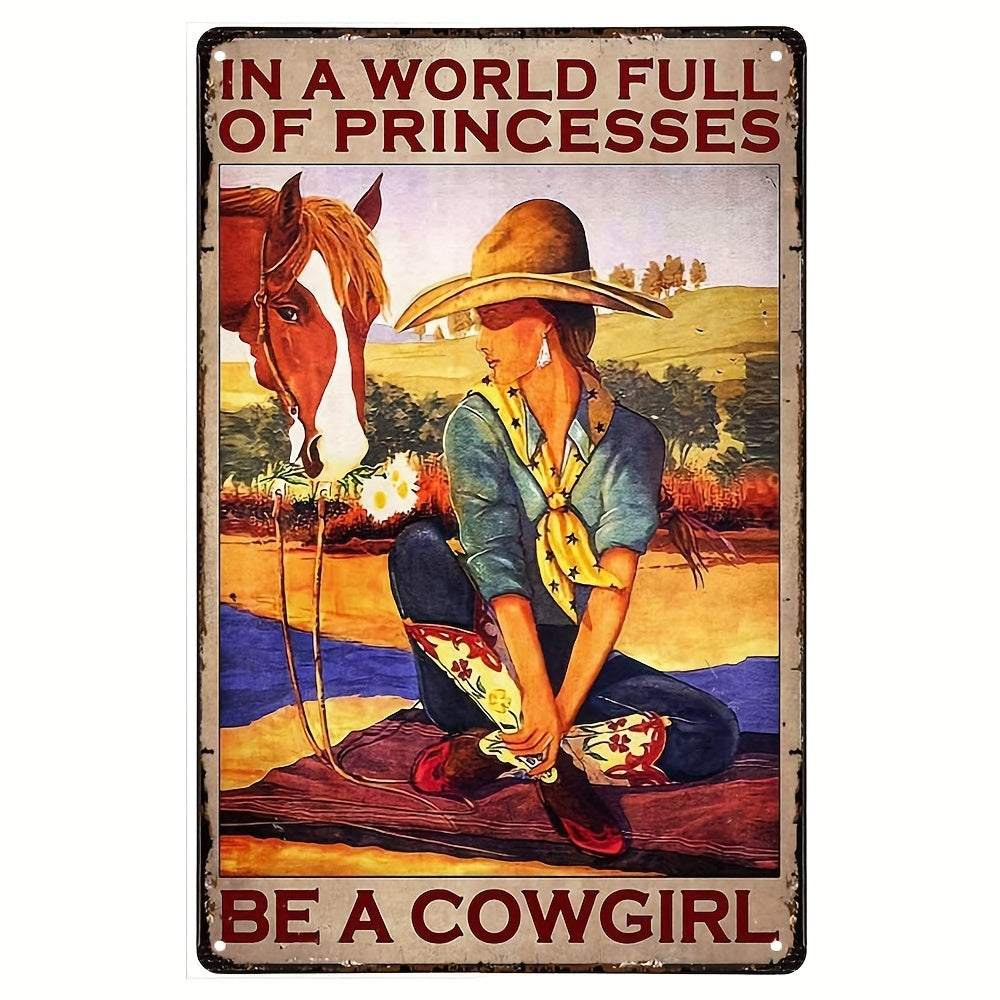 In A World Full Of Princesses Be A Cowgirl Tin Sign