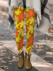 Leaf Print High Rise Leggings
