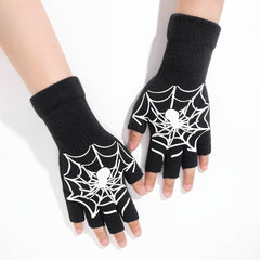 Halloween Spider Gloves Men Women Luminous Touch Screen Fingerless Winter Warm