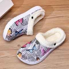 Women's Casual Butterfly Pattern Warm Hole Shoes Comfortable Outdoor Slippers