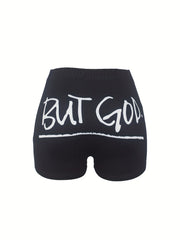 Women's Letter Print Skinny Shorts