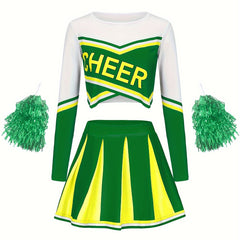 Long Sleeve Cheerleading Outfits Girls Comfy Set For Party Sports Performance