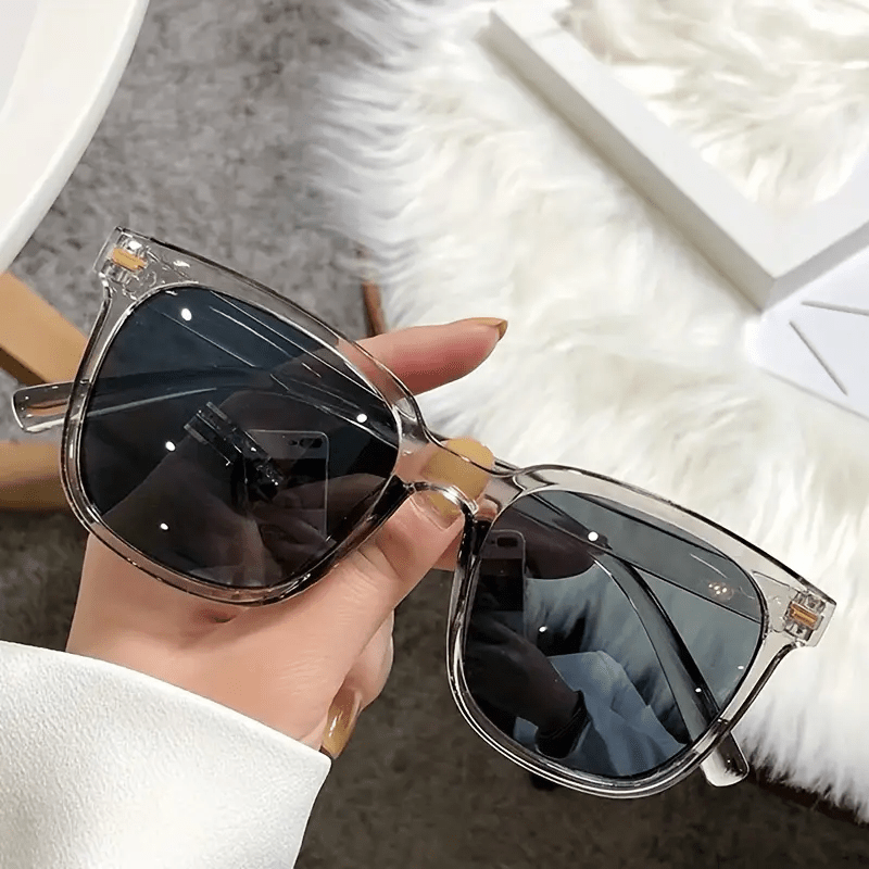 Square Sunglasses Clear Jelly Frame Anti Glare Glasses UV400