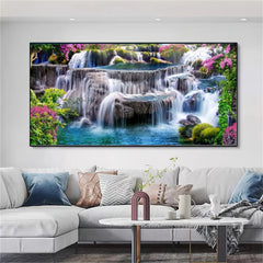 Large Waterfall 5D Diamond Painting Kit 90x40cm Full Round Drill DIY Crystal Rhi