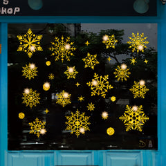 Golden Glitter Snowflake Window Stickers Winter Decoration