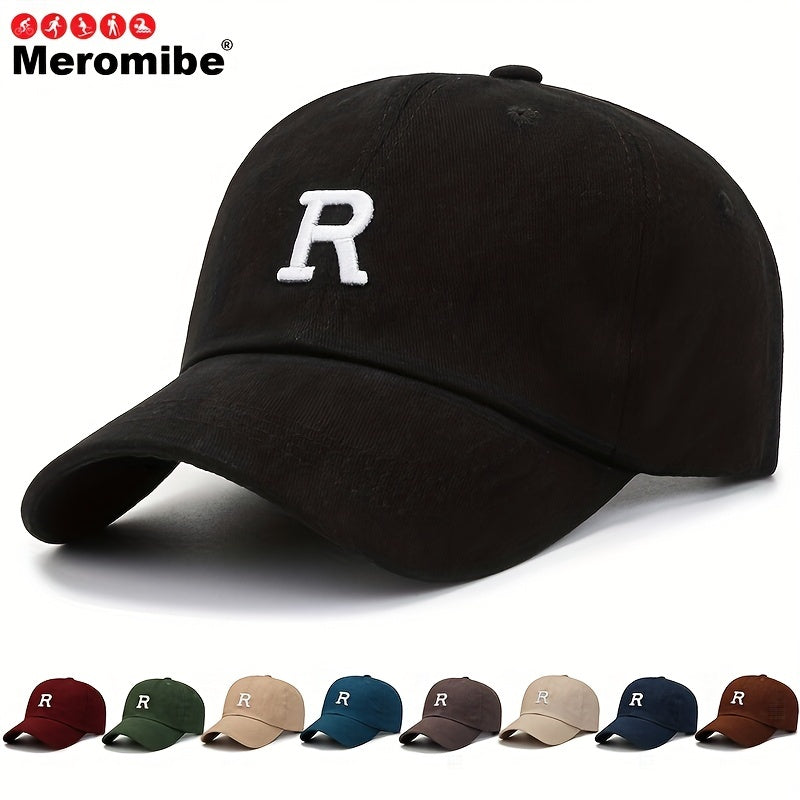 Meromibe Men's Outdoor R Letter Embroidered Baseball Cap for Outdoor Activities