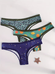 3pcs Lace Stitching Panties Low Waist Women's Lingerie