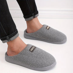 Men's Plush Cozy House Slippers Anti-skid Slip-on Indoor Winter Shoes
