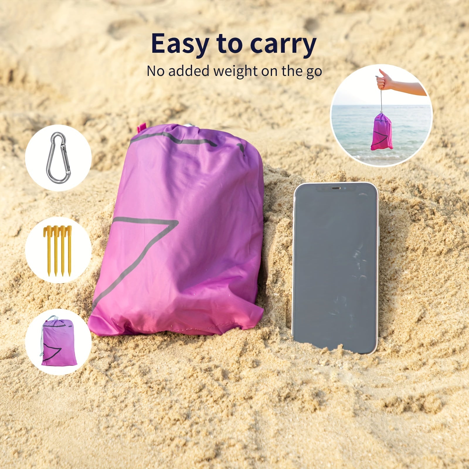 Waterproof Beach Blanket 200x200 Lightweight Mat for Summer Travel
