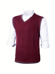 Men's Wool Blend V Neck Cable Sweater Vest