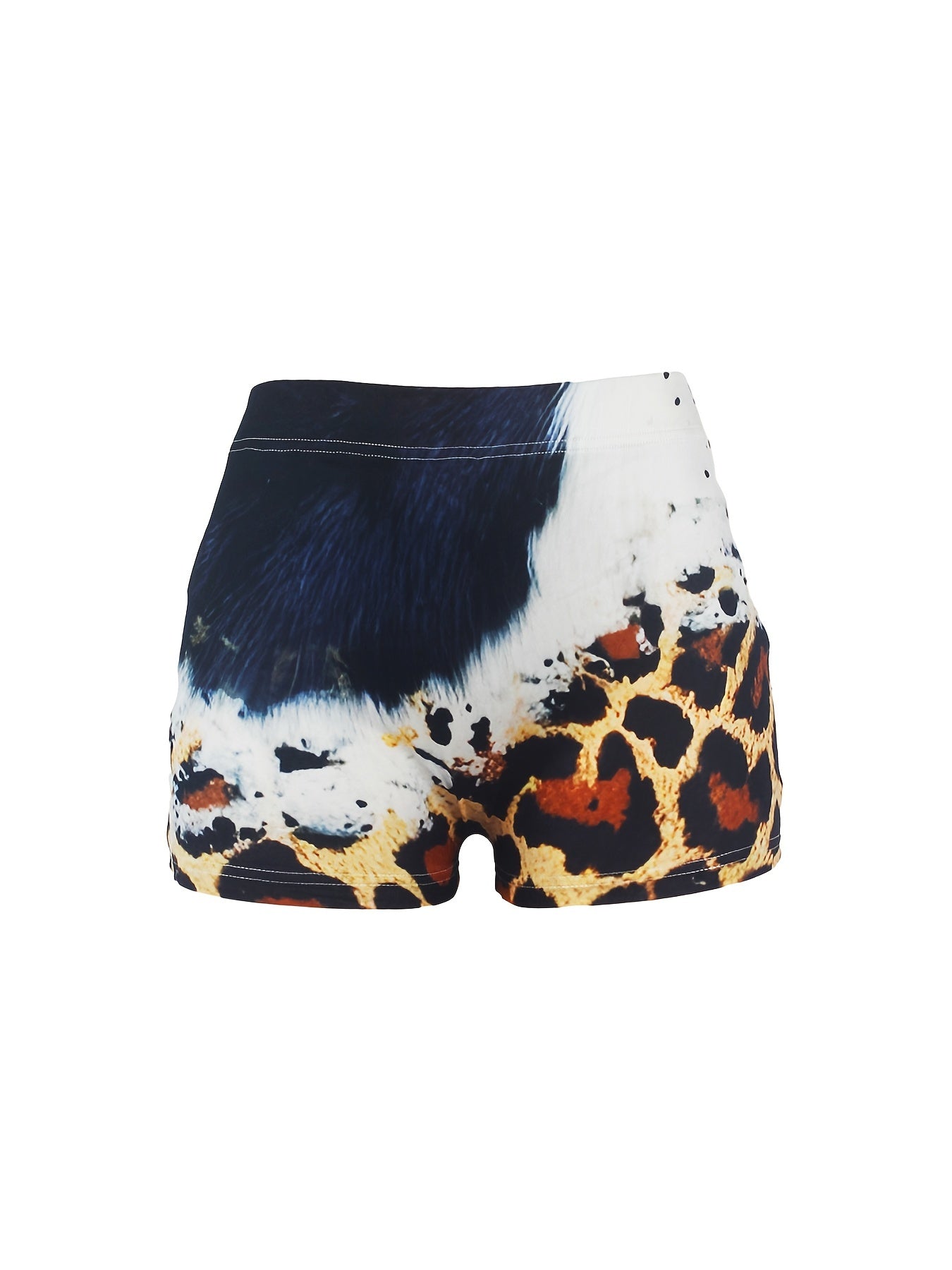 Letter & Sunflower Print Skinny Shorts For Women