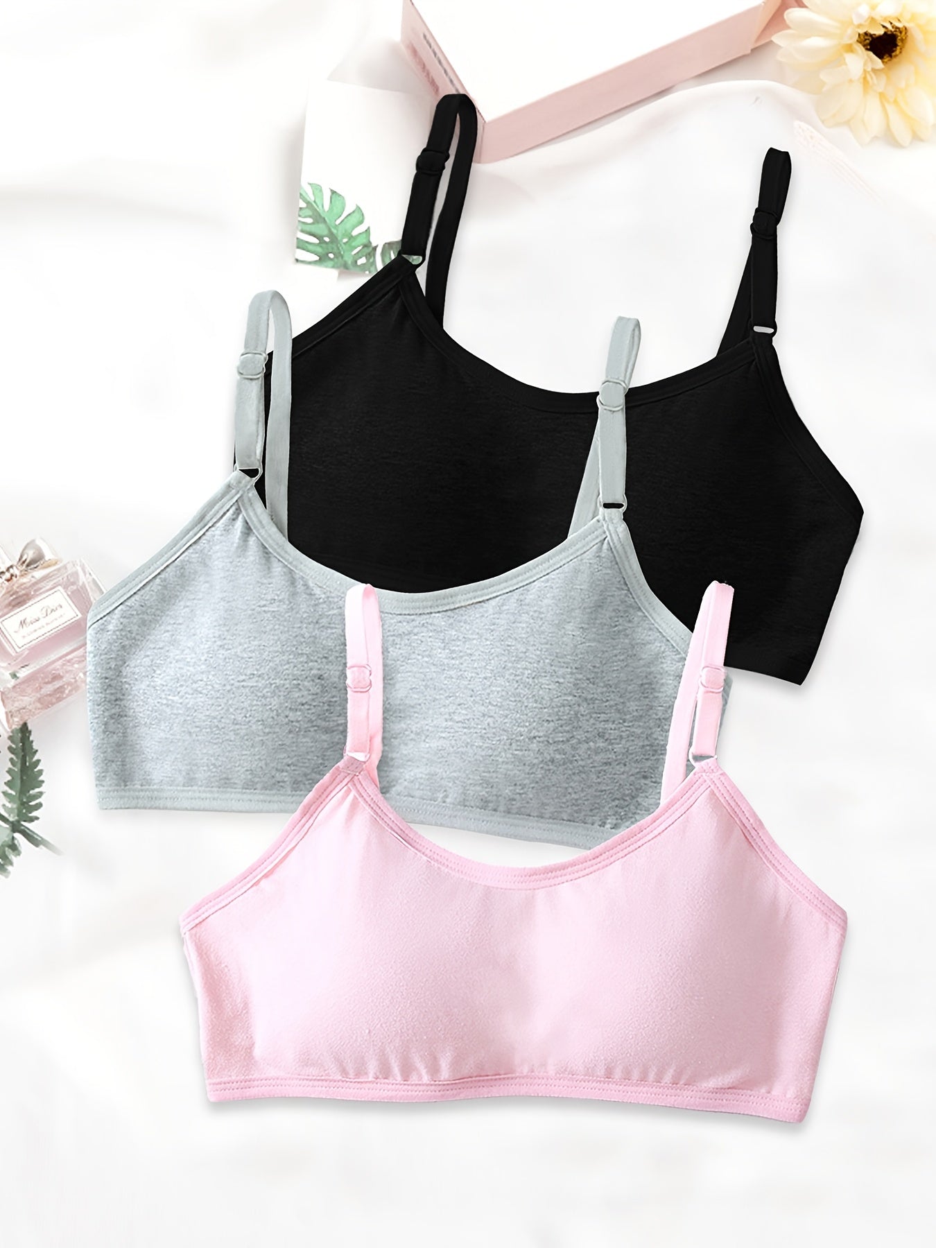 3pcs Girls Adjustable Straps Bra Soft Tube Underwear Teens Kids Clothes