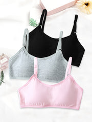 3pcs Girls Adjustable Straps Bra Soft Tube Underwear Teens Kids Clothes
