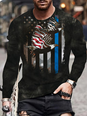 Birds Print Men's Long Sleeve T shirt for Autumn