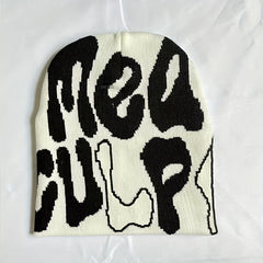 Y2K Letter Jacquard Beanie For Women Men Candy Couple Skull Cap
