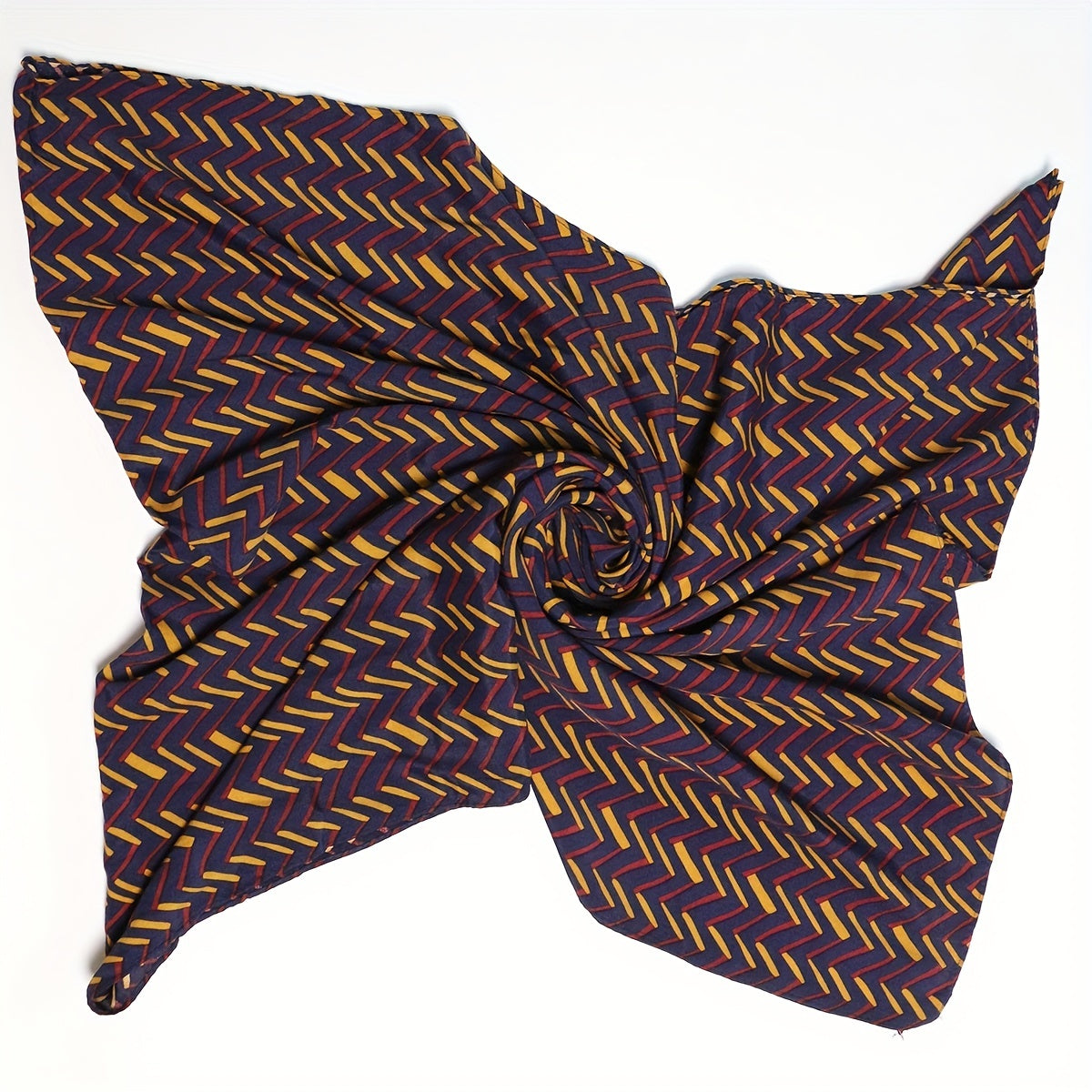Vintage Stripe Print Scarf Navy Shawl Casual Windproof Head Wrap Sunscreen