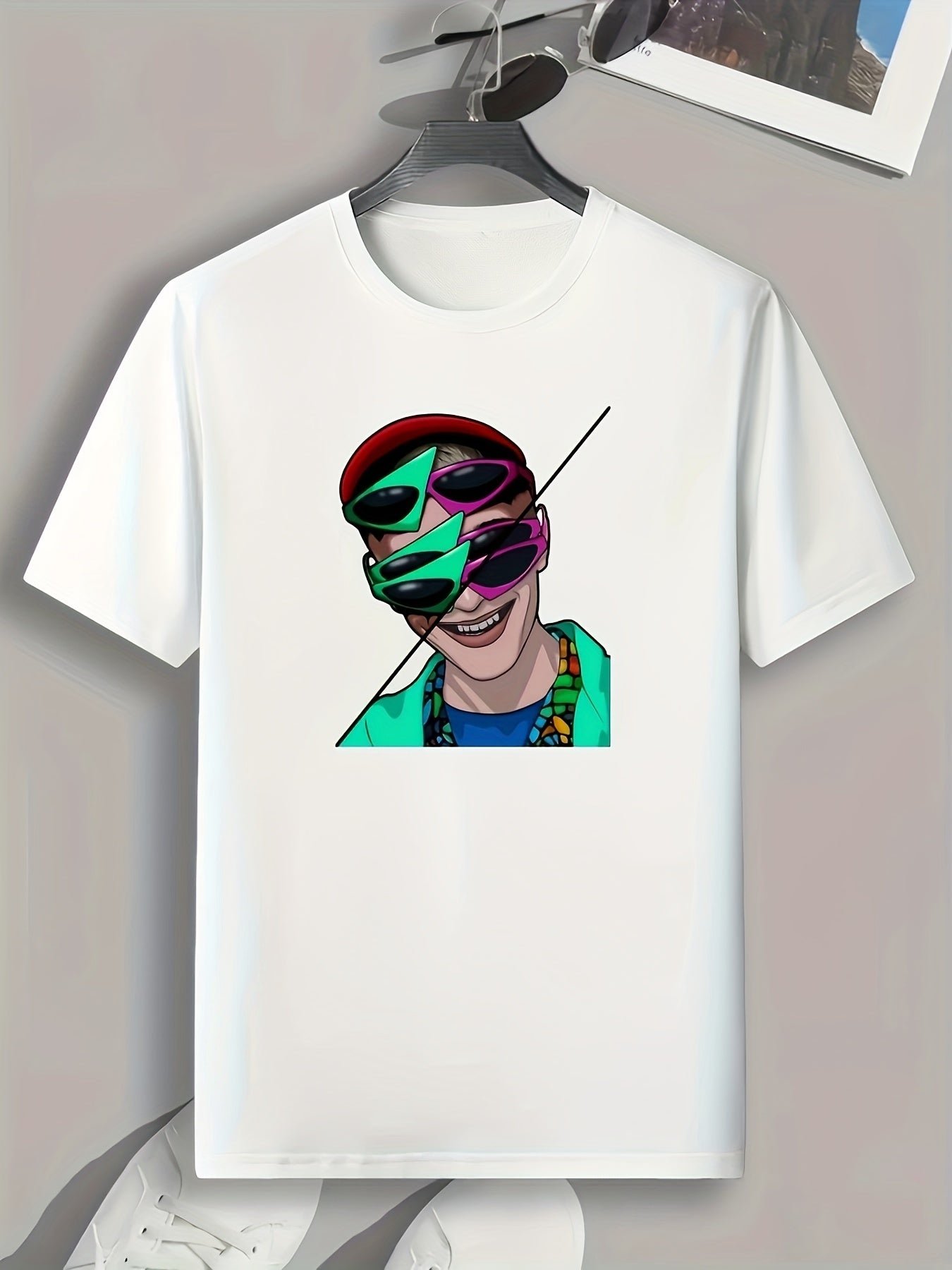 Singer Pattern Print Men's Sports T-Shirt for Fitness Activities