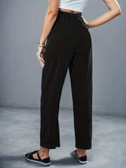 Drawstring Waist Solid Pants Casual Women's Clothing