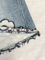 Women's Plus Butterfly Denim Print Skinny High Rise Jeans