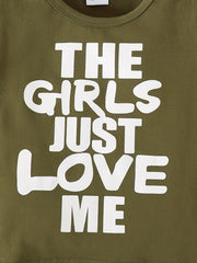 2pcs Baby Boys The Girls Just Love Me T shirt & Camouflage Pants Set
