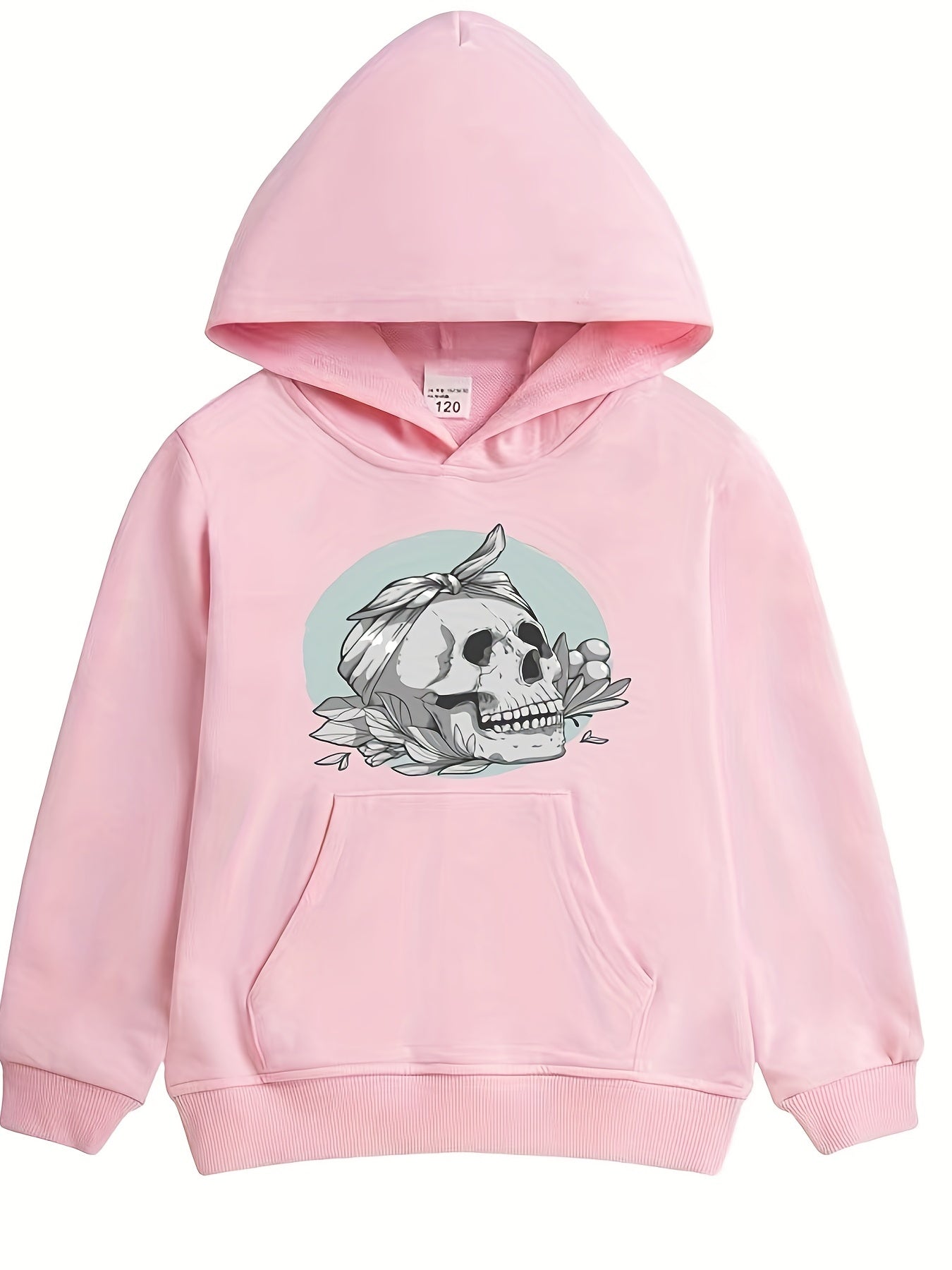 Skull Head Pattern Smart Hoodie For Girls Halloween Party Casual Long Sleeve