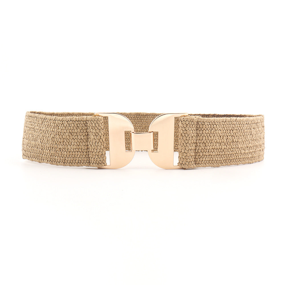 Summer Grass Girdle Women's Elastic Belt Geometric Buckle