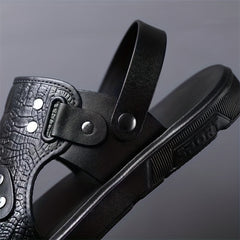 Men's Embossed Sandals Durable Non Slip Outdoor Slides Sandals