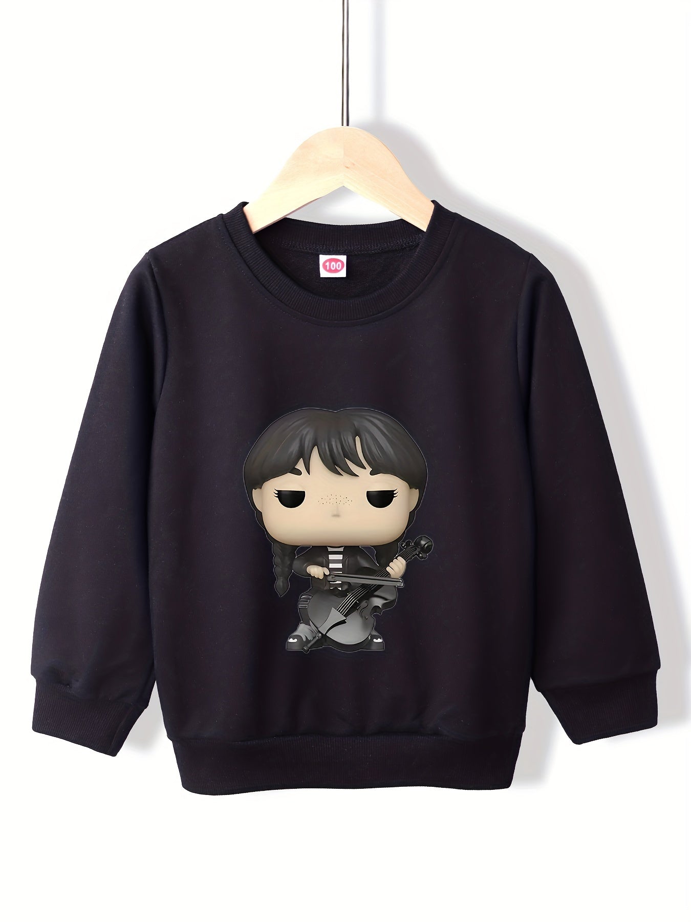 Cartoon Violin Girl Sweatshirt Top for Girls