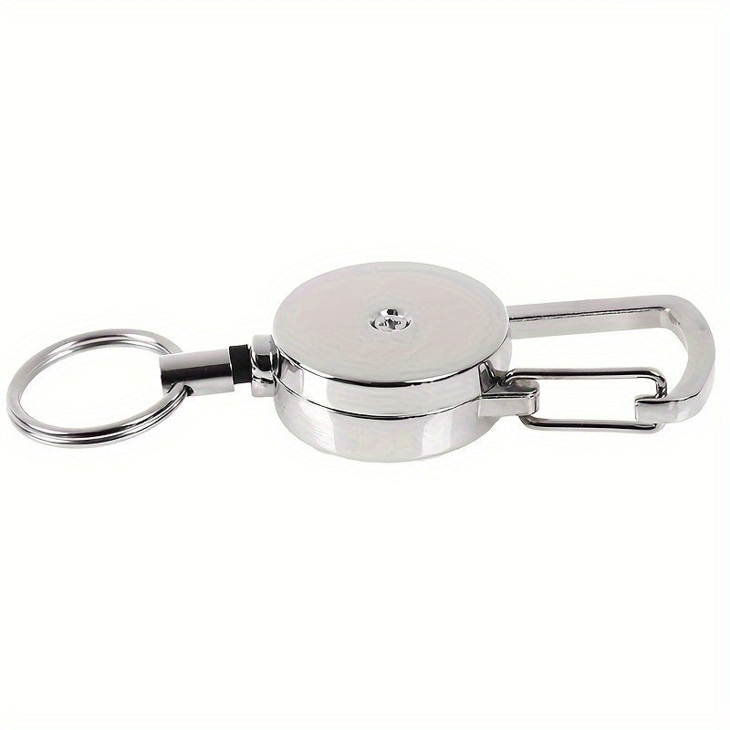 1pc Retractable Metal Keychain Key Ring for Outdoor Camping