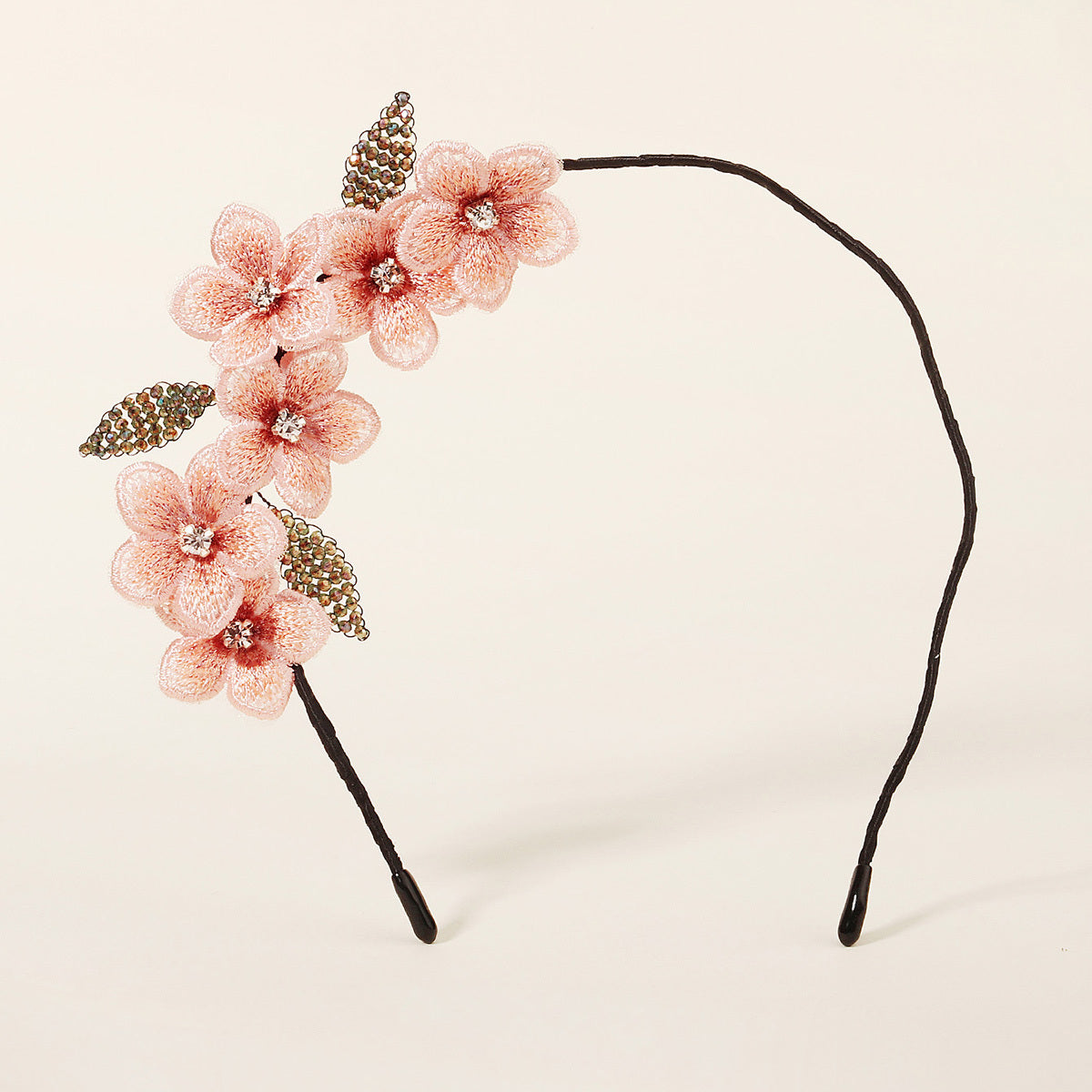 French Vintage Beaded Fabric Flower Headband