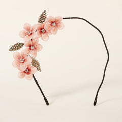 French Vintage Beaded Fabric Flower Headband