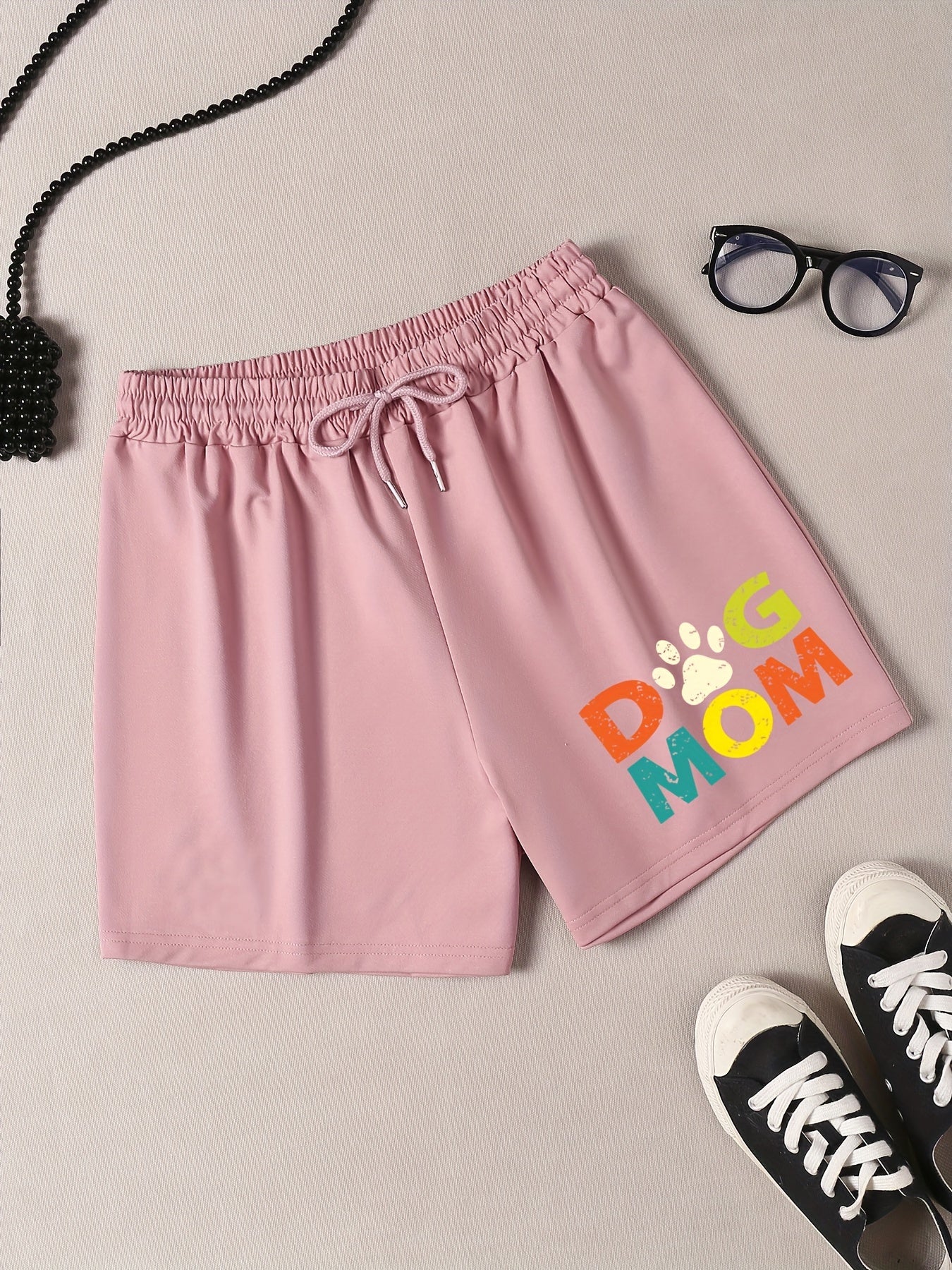 Cute Drawstring Elastic Waist Home Wear Shorts